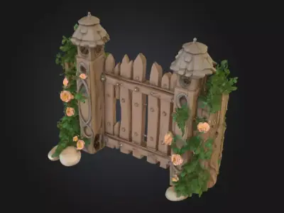 Enchanted Garden Gate Low-poly 3D model