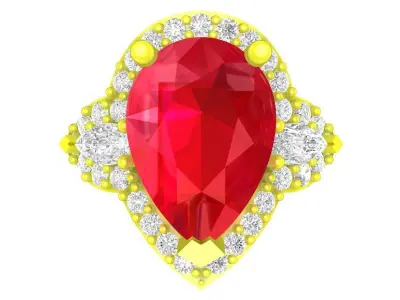 Luxury Pear Cut Halo Gemstone Ring 3D Model 4438 3D print model