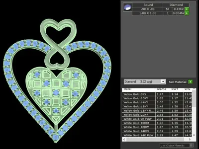 light weight yellow gold diamond pendent -DOC-P8231 3D print model