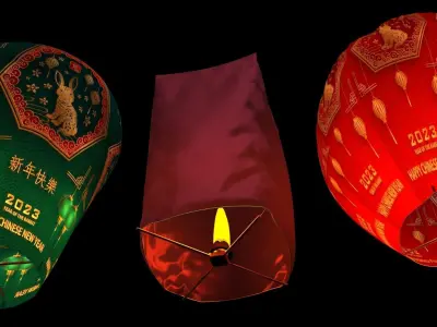 Chinese sky lantern 3D model 3