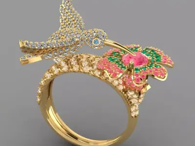 Hummingbird Ring 3D print model purchase