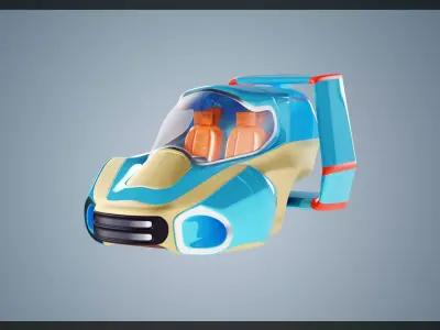 Simplistic Flying Vehicle 23 Low-poly 3D model