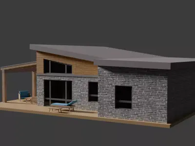 Mini modern house Free low-poly 3D model
