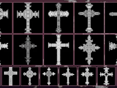 20 Christian Cross 3D Model alpha and Brush V2 3D model
