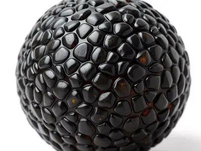 Polished Black Pebble HQ PBR Textures Set Texture