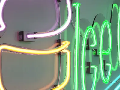 Ice Cream 5 - Neon Sign 3D model