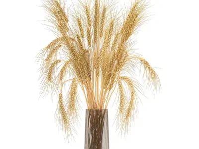 Decorative bouquet of wheat ears in a vase for decor 123 3D model