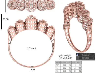 vintage Diamond bracelet for women 3D print model