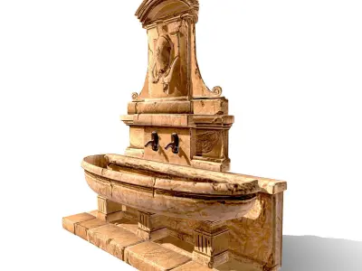 Version Low Poly Hand Style Fountain 19th Stone Low-poly 3D model