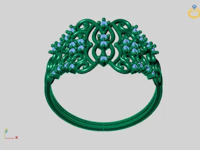 Womens Diamond Signet Ring Women Rings 3dmodels 3D print model 3D print model 52