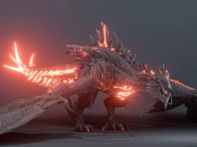 Firestorm Dragon evo gen 2 - rigged Low-poly 3D model