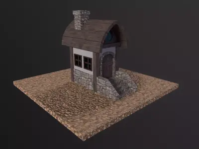 Stylized Little House PBR Low-poly 3D model