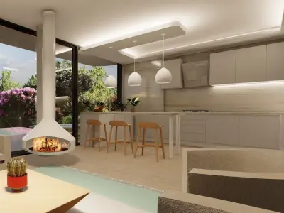 Villa Kitchen U Shaped with Island 3D model
