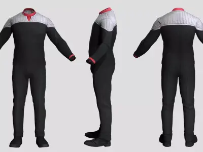Futuristic Racing Driver Outfit - Black White Pilot Suit Low-poly 3D model