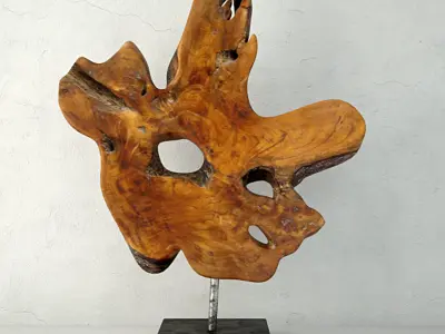 Teak Wood Table Top Decoration 3D model