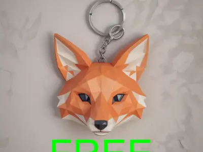 Low Poly Fox Keychain Free 3D print model