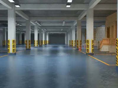 CARPARK empty parking garage with cones 3D model