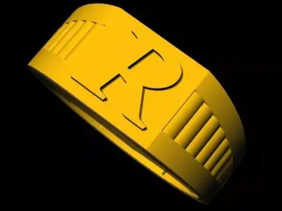 R Alphabet Jewelry Ring 3dm file  3D print model