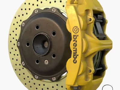 Brakes Brembo 6 Pots Low Poly Low-poly 3D model