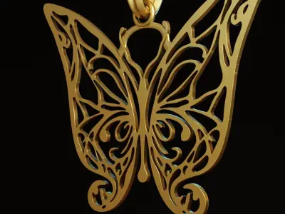Butterfly Stylized Pendant Amulet Necklace Design 3D print model