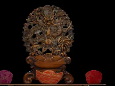 Chinese wood carved pattern  3D model