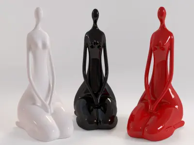 A set of statues of a lady 3D model