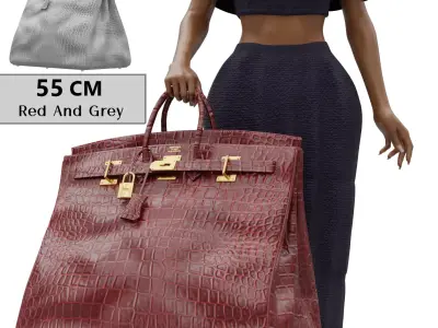 Birkin 55 HAC Croc Bag Low-poly 3D model