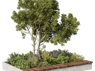 Concrete  Plants - set outdoor plants 199 3D model