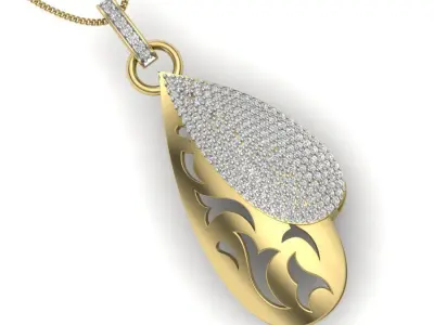 Pendant rose gold with diamonds 3D print model