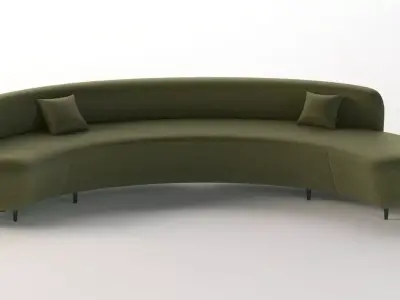 Curved Half Moon Sectional Chaise Lounge Fabric Sofa 3D model