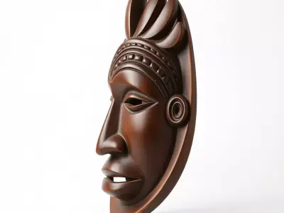 Traditional Wooden Mask model pack Low-poly 3D model