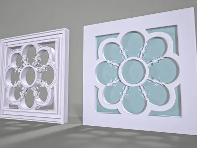 Highpoly Square Gothic Window Type6 3D model