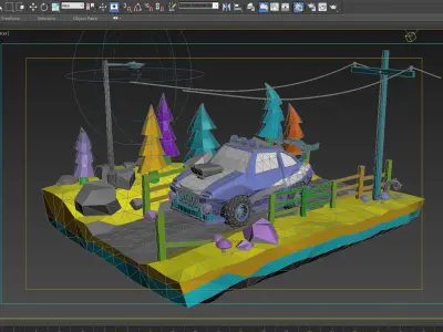 low poly car Cartoon Car collection toon vehicle  sport classic  3D model