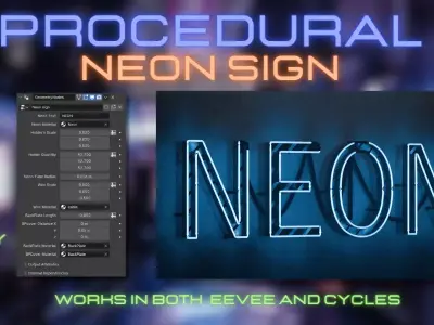 Procedural Neon Sign 3D model
