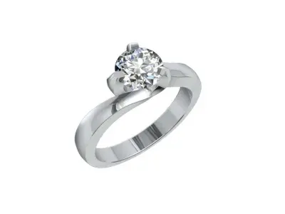 Engagement Ring Solitaire Diamond Ring STL CAD File-CC96 3D print model