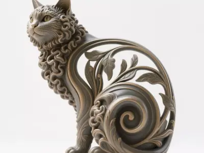 Cat sculpture 3D print model