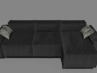 velvet sofa Free low-poly 3D model
