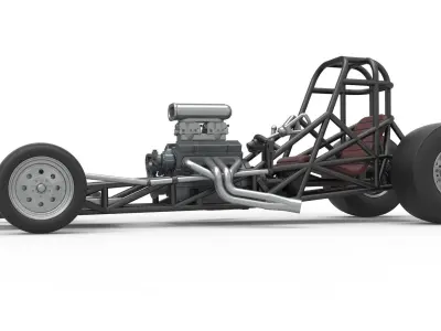 Vintage Front engine dragster Base Version 4 Scale 1 to 25 3D print model