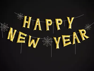 Balloons Happy New Year Low-poly 3D model