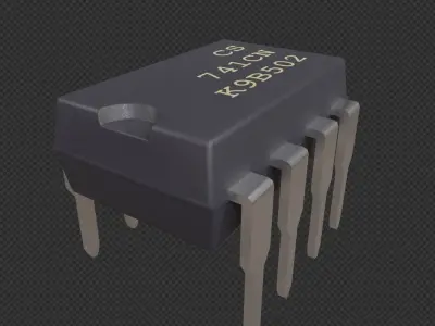 Microchip - IC DIP 8 pin - Electronic parts Low-poly 3D model