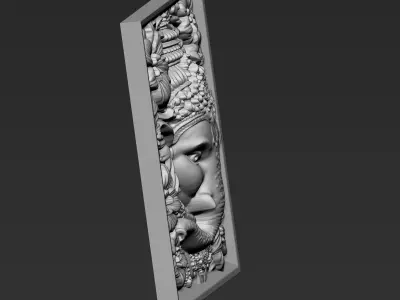 Ganesha Head with Flowers Background A3 3D print model