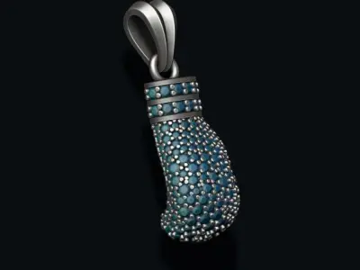 boxing glove pendant with gems 3D print model