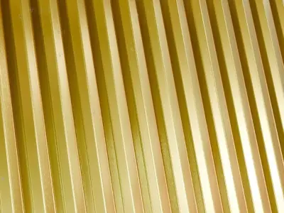 Shiny Golden Corrugated Metal Texture PBR Seamless Texture