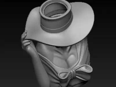 Elegant Woman Planter Sculpture Lady with Hat Flower Pot  3D print model