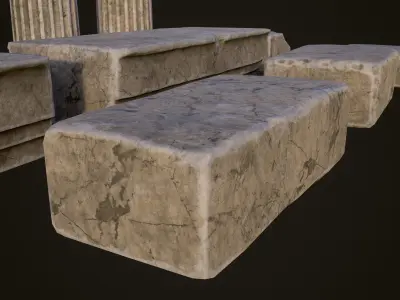 Roman Columns and bricks Low-poly 3D model