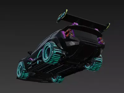 Cartoon Cyber Racing Car 3D Model Low-poly 3D model