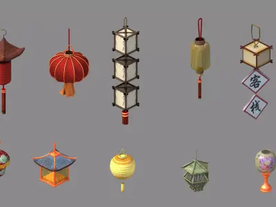 Game Building Decoration - Lantern 01 3D model