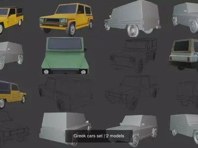 Greek cars set 3D Model Pack