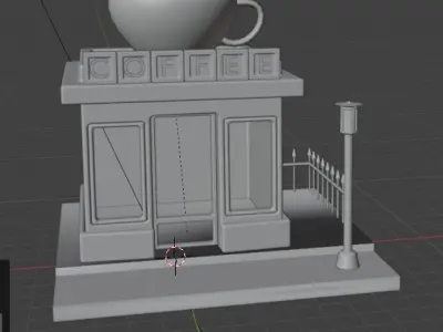 Mini Coffee Shop With Furnitures Low-poly 3D model