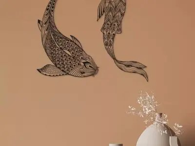 koi wall art  3D print model